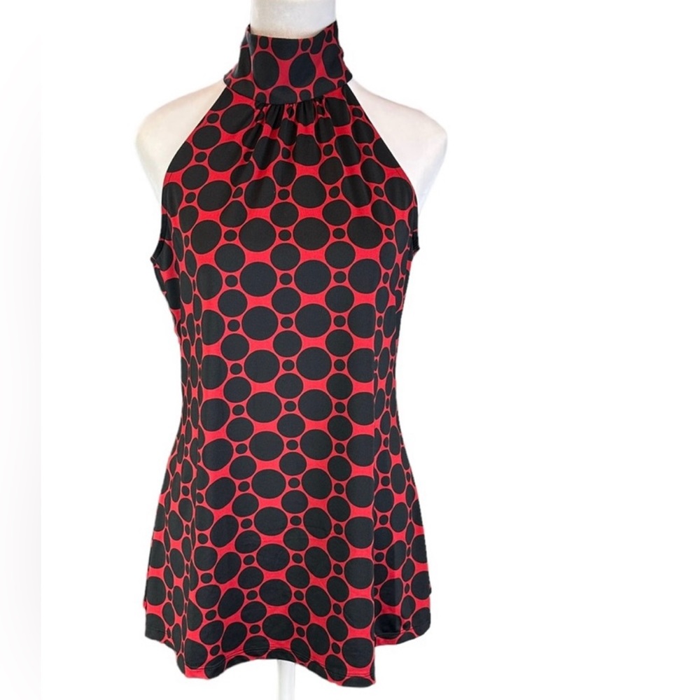 I•N•C Women’s High Neck Halter top - Medium - NWT - Black/Red